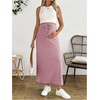 image:imageMakeMeChic Womens Maternity Summer Two Piece Set Sleeveless Tank Tops and Midi Skirt Rib Knit Casual OutfitPink