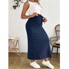 image:imageMakeMeChic Womens Maternity Summer Two Piece Set Sleeveless Tank Tops and Midi Skirt Rib Knit Casual OutfitRoyal Blue