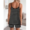 image:imageMakeMeChic Womens Summer Maternity 2 Piece Striped Outfits Pregnancy Casual Cami Top and Shorts SetsBlack