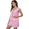 image:imageMakeMeChic Womens Maternity 2 Piece Summer Outfits Bow Striped Tie V Neck Tank Top and Shorts Pregnancy SetsPink