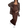 image:imageMakeMeChic Womens Maternity Clothes 2 Piece Summer Outfit Cheetah Print Button Down Shirt and Tank Maxi Dress Sets Brown Small