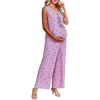 image:imageMakeMeChic Womens Maternity Summer 2 Piece Outfits Pregnancy Boho Vacation Striped Bow Top and Pants SetPurple