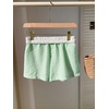 image:imageWomens Striped Elastic Waist Shorts Button Summer ShortsGreen