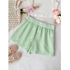 image:imageWomens Striped Elastic Waist Shorts Button Summer ShortsGreen