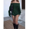 image:imageMakeMeChic Womens Off The Shoulder Sweatshirt Tops Y2k Oversized Graphic T ShirtGreen