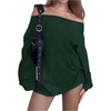image:imageMakeMeChic Womens Off The Shoulder Sweatshirt Tops Y2k Oversized Graphic T ShirtGreen