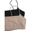 image:imageMakeMeChic Women Square Neck Wireless Crop Bra  Spaghetti Straps WireFree Stretch Fabric Sports Bra Crop Top Soft Light Bra For Yoga Gym Daily Casual Workout WearBlackApricot