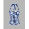 image:imageMakeMeChic Womens 3 Pack Casual Halter Tops Polka Dots Gingham Print Shirred Back Summer Tank TopsBlue