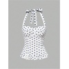 image:imageMakeMeChic Womens 3 Pack Casual Halter Tops Polka Dots Gingham Print Shirred Back Summer Tank TopsBlue