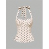image:imageMakeMeChic Womens 3 Pack Casual Halter Tops Polka Dots Gingham Print Shirred Back Summer Tank TopsMocha Brown