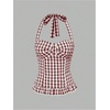 image:imageMakeMeChic Womens 3 Pack Casual Halter Tops Polka Dots Gingham Print Shirred Back Summer Tank TopsMocha Brown
