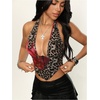 image:imageMakeMeChic Womens Cheetah Print Top Halter Corset Top Sexy Deep V Neck Going Out TopsFloral Cheetah