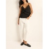 image:imageMakeMeChic Womens Floral Lace Trim Crop Tank Top Spaghetti Strap Sleeveless Ruffle Y2K Cami TopsBlack