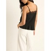 image:imageMakeMeChic Womens Floral Lace Trim Crop Tank Top Spaghetti Strap Sleeveless Ruffle Y2K Cami TopsBlack