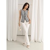 image:imageMakeMeChic Womens Houndstooth Button Down Tank Tops Sleeveless Work Vest WasitcoatBlack and White