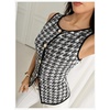 image:imageMakeMeChic Womens Houndstooth Button Down Tank Tops Sleeveless Work Vest WasitcoatBlack and White