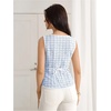 image:imageMakeMeChic Womens Houndstooth Button Down Tank Tops Sleeveless Work Vest WasitcoatBlue