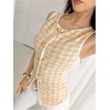 image:imageMakeMeChic Womens Houndstooth Button Down Tank Tops Sleeveless Work Vest WasitcoatYellow