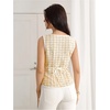 image:imageMakeMeChic Womens Houndstooth Button Down Tank Tops Sleeveless Work Vest WasitcoatYellow