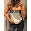 image:imageMakeMeChic Womens Lace Tops Summer Satin Spaghetti Strap Elegant Tank TopsApricot
