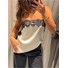 image:imageMakeMeChic Womens Lace Tops Summer Satin Spaghetti Strap Elegant Tank TopsApricot