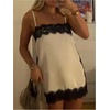 image:imageMakeMeChic Womens Lace Tops Summer Satin Spaghetti Strap Elegant Tank TopsApricot