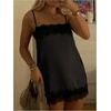 image:imageMakeMeChic Womens Lace Tops Summer Satin Spaghetti Strap Elegant Tank TopsBlack