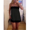 image:imageMakeMeChic Womens Lace Tops Summer Satin Spaghetti Strap Elegant Tank TopsBlack