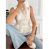 image:imageMakeMeChic Womens Ruffle Tank Crewneck Jacquard Sleeveless Dressy Elegant Tops BlouseApricot