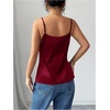 image:imageMakeMeChic Womens Satin Silk Lace Camisole Top Spaghetti Lace Trim V Neck Cami Top Draped Front Sleeveless Summer TopBurgundy