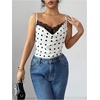 image:imageMakeMeChic Womens Satin Silk Lace Camisole Top Spaghetti Lace Trim V Neck Cami Top Draped Front Sleeveless Summer TopWhite