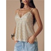 image:imageMakeMeChic Womens Sequin Babydoll Tank Top  Peplum Flowy Spaghetti Strap Y2K Cute Cami Going OutApricot