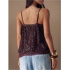 image:imageMakeMeChic Womens Sequin Babydoll Tank Top  Peplum Flowy Spaghetti Strap Y2K Cute Cami Going OutBurgundy
