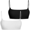 image:imageMakeMeChic Women Square Neck Wireless Crop Bra  Spaghetti Straps WireFree Stretch Fabric Sports Bra Crop Top Soft Light Bra For Yoga Gym Daily Casual Workout WearMulticolor