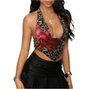 image:imageMakeMeChic Womens Cheetah Print Top Halter Corset Top Sexy Deep V Neck Going Out TopsFloral Cheetah