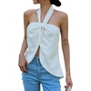 image:imageMakeMeChic Womens Halter Tops White Going Out Backless Cute Summer Criss Cross Classy Night Out TopsWhite B