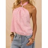 image:imageMakeMeChic Womens Backless Halter Tops Going Out Sheer Top  Tie Back Top Sheer Top Going Out Tops Halter Tops Tank Top Vacation Outfits Date Night OutfitPink