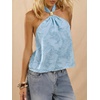 image:imageMakeMeChic Womens Backless Halter Tops Going Out Sheer Top  Tie Back Top Sheer Top Going Out Tops Halter Tops Tank Top Vacation Outfits Date Night OutfitBlue