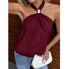 image:imageMakeMeChic Womens Backless Halter Tops Going Out Sheer Top  Tie Back Top Sheer Top Going Out Tops Halter Tops Tank Top Vacation Outfits Date Night OutfitBurgundy