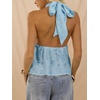 image:imageMakeMeChic Womens Backless Halter Tops Going Out Sheer Top  Tie Back Top Sheer Top Going Out Tops Halter Tops Tank Top Vacation Outfits Date Night OutfitBlue