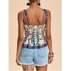 image:imageMakeMeChic Womens Boho Floral Cami Top Tie Shoulder Ruffle Smocked Vacation TopsMulticolor