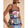 image:imageMakeMeChic Womens Boho Floral Cami Top Tie Shoulder Ruffle Smocked Vacation TopsMulticolor