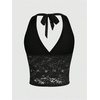 image:imageMakeMeChic Womens Lace Halter Top Backless Sexy Cut Festival Rave Going Out TopsBlack