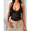 image:imageMakeMeChic Womens Lace Halter Top Backless Sexy Cut Festival Rave Going Out TopsBlack