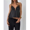 image:imageMakeMeChic Womens Lace Tank Top Black Satin Silk Elegant Coquette Dressy TopsBlack