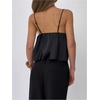 image:imageMakeMeChic Womens Lace Tank Top Black Satin Silk Elegant Coquette Dressy TopsBlack