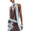 image:imageMakeMeChic Womens Lace Trim Camisole Tops Satin Halter Sleeveless Asymmetrical Going Out Tank TopsCoffee Brown