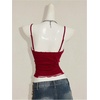 image:imageMakeMeChic Womens Mesh Sequin V Neck Camisole Lace Sparkly Fitted Y2k Party TopsBurgundy