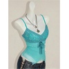 image:imageMakeMeChic Womens Mesh Sequin V Neck Camisole Lace Sparkly Fitted Y2k Party TopsGreen