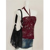 image:imageMakeMeChic Womens Sequin Sparkly Halter Tops Tie Back Sleeveless Summer Y2k Party TopsBurgundy
